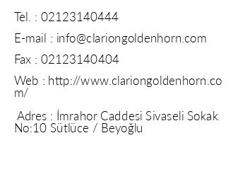 Clarion Hotel Golden Horn iletiim bilgileri